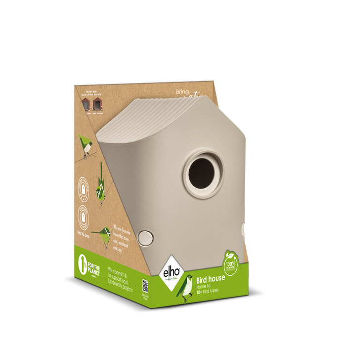 cosy bird house 18cm beige seta